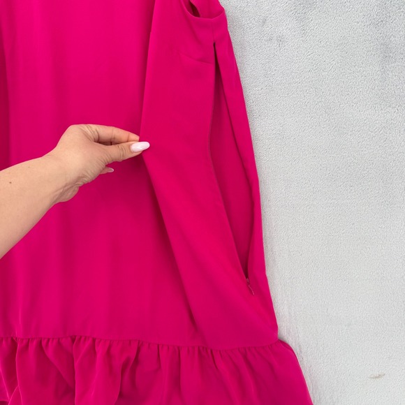 Loft Womens Pink Sleeveless Ruffle Hem Cutout Back Shift Dress Size 10 NEW - Picture 6 of 13